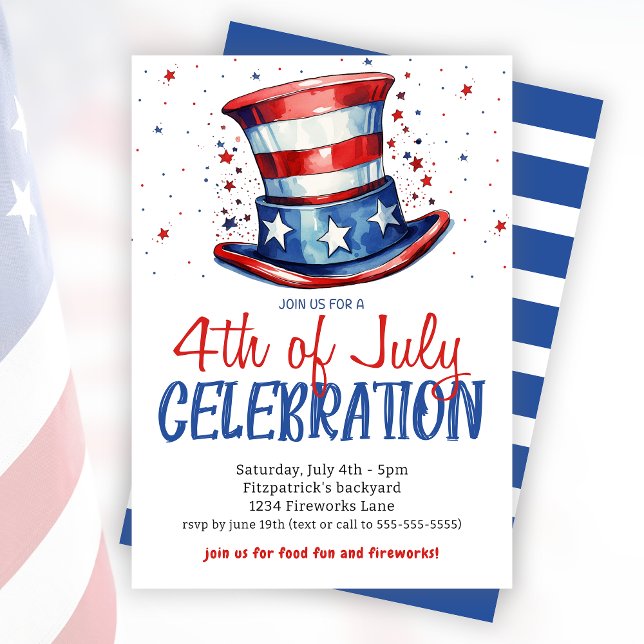 Red White Blue 4th Of July Celebration Party Invitation (Red White Blue 4th Of July Celebration Party Invitation)