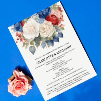 Red White & Blue 4th Of July Couple Shower Invitation by Loveyouart at Zazzle