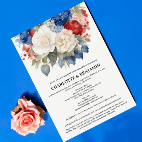 Red White  Blue 4th of July Couple Shower Invitation