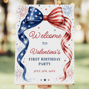 Red White & Blue 4th of July Girl Birthday Welcome Foam Board