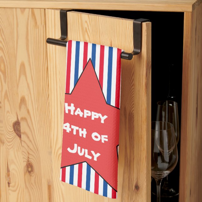 Red White Blue 4th of July  Kitchen Towel (Thirds Fold)