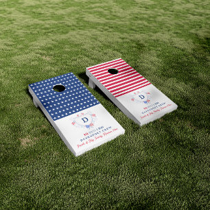 Red White & Blue 4th of July Reunion Cornhole Set