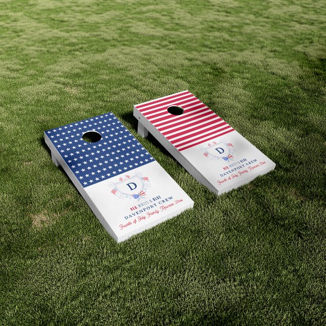Red White & Blue | 4th of July Reunion  Cornhole Set (Creator Uploaded)
