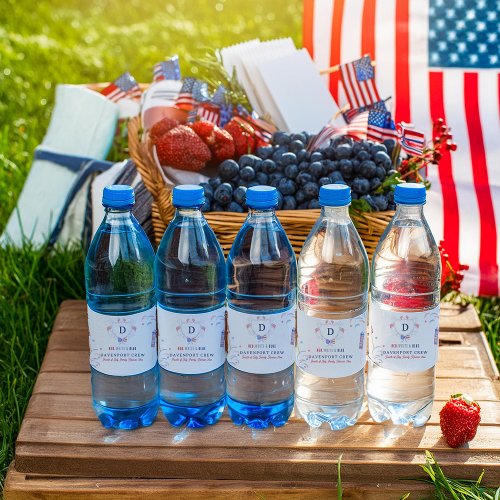 Red White  Blue  4th of July Reunion Water Bottle Label