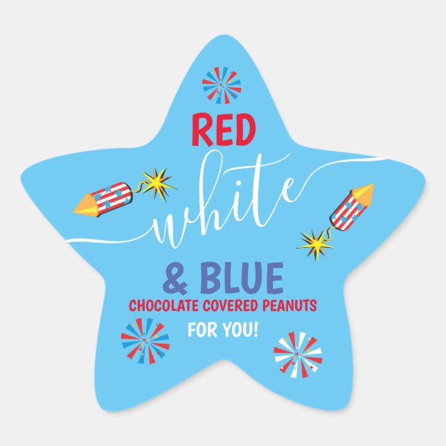 red, white & blue 4th of July Star Sticker (Front)