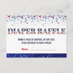 Red White & Blue 4th of July Themed Diaper Raffle Enclosure Card