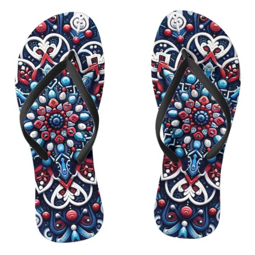 Red White  Blue Abstract  Flip Flops