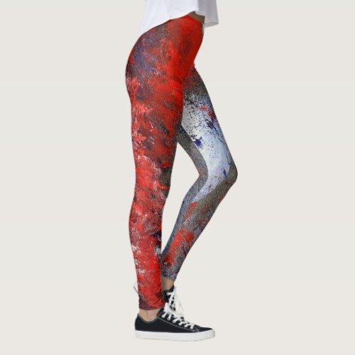 Red White Blue Abstract Leggings