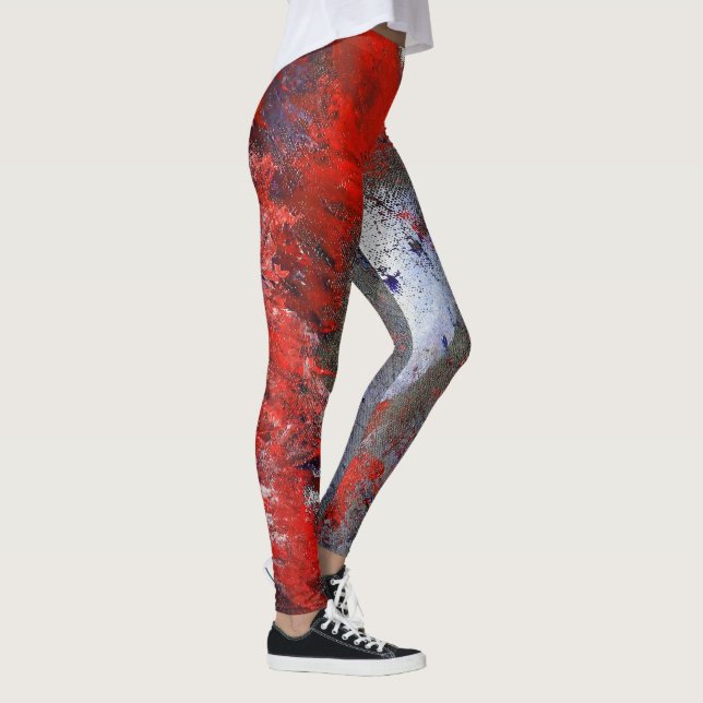 Red White Blue Abstract Leggings (Right)