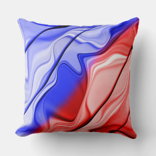 RED WHITE BLUE ABSTRACT LIQUID LOOK THROW PILLOW