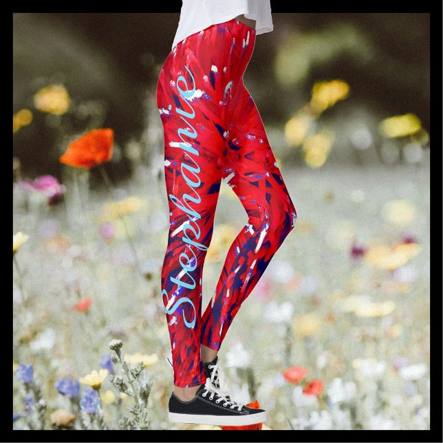 Red White Blue Abstract, Personalized Name Leggings (Creator Uploaded)