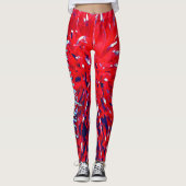 Red White Blue Abstract, Personalized Name Leggings (Front)