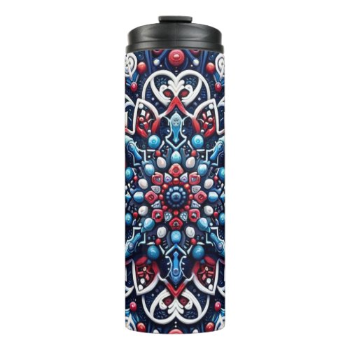 Red White  Blue Abstract  Thermal Tumbler