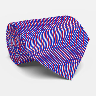Red White Blue Abstract Trippy Wavy Psychedelic Neck Tie