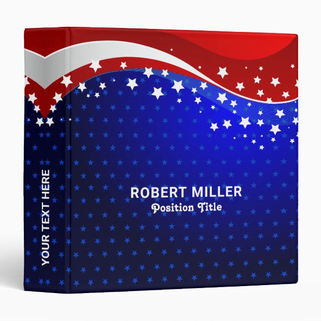 Red White & Blue -Abstract USA Flag 3 Ring Binder (Front/Spine)