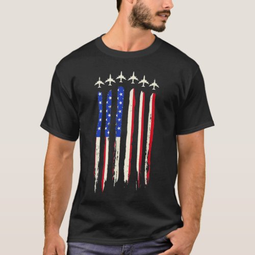 Red White Blue Air Force Flyover 4th of July Gift T_Shirt