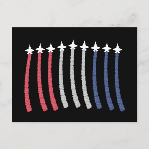 Red White Blue Air Force Flyover 4th Of July Postcard