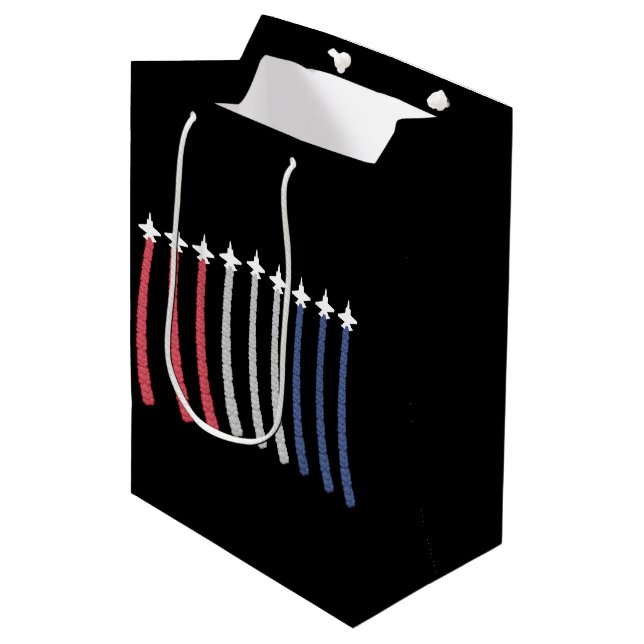 Red White Blue Air Force Flyover Patriotic Medium Gift Bag (Front Angled)