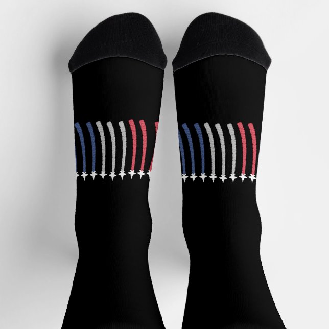 Red White Blue Air Force Flyover Patriotic Socks (Top)