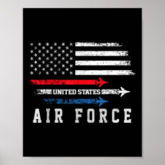 Red White Blue Air Force Flyover Proud American In Poster