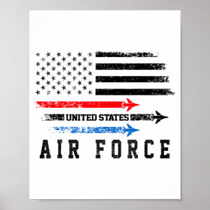 Red White Blue Air Force Flyover Proud American In Poster