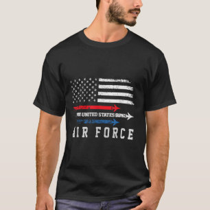 Red White Blue Air Force Flyover Proud American In T-Shirt