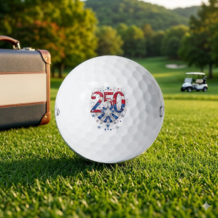 Red White Blue America 250 Patriotic Silver Stars Golf Balls