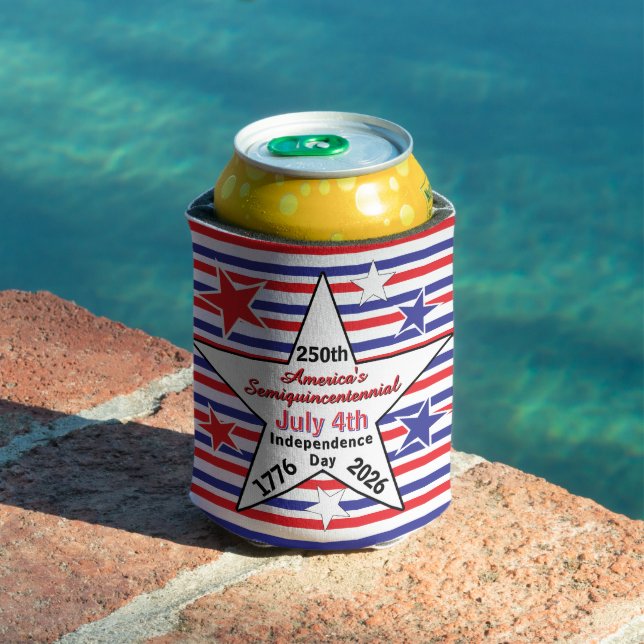 Red White Blue America 250th Independence Day  Can Cooler (In Situ Pool)