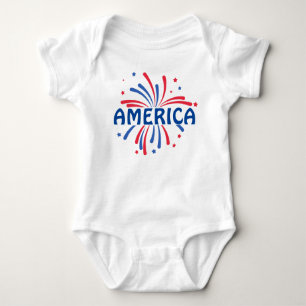 Red, white & blue America July 4th Baby Bodysuit