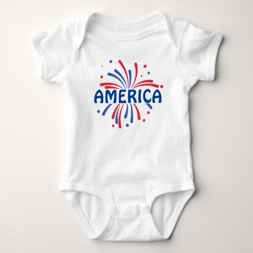 Red white  blue America July 4th Baby Bodysuit