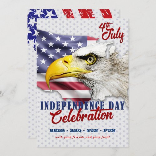 Red White  Blue American Eagle 4th Of July Party Invitation