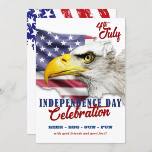 Red, White & Blue American Eagle 4th Of July Party Invitation