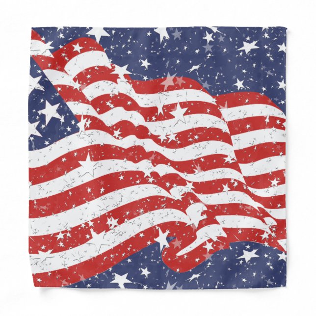 Red White & Blue American Flag 4th of July Bandana (Front)