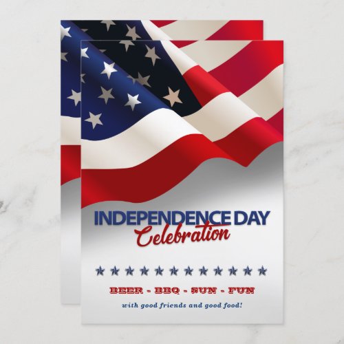 Red White  Blue American Flag 4th Of July Party Invitation