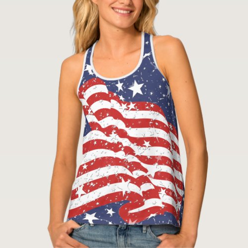 Red White  Blue American Flag 4th of July Tank Top