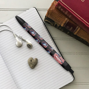 Red White Blue American Flag Eagle Roses Patriotic Pen