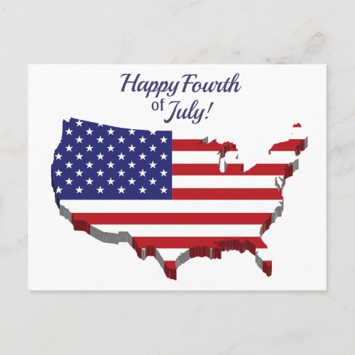 Red White Blue American Flag Happy Fourth of July Postcard