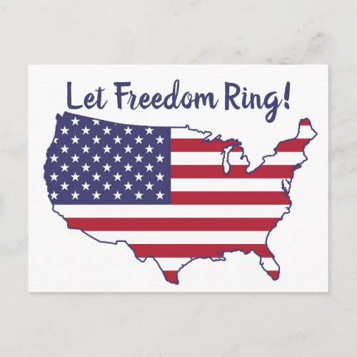 Red White Blue American Flag Let Freedom Ring Postcard