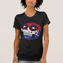 Red White Blue American Flag Patriotic Sugar Skull