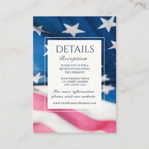 Red White Blue American Flag Patriotic Wedding Enclosure Card