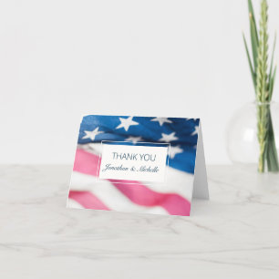 Red White Blue American Flag Patriotic Wedding Letterpress Thank You Card