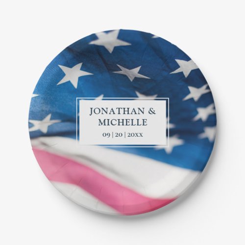 Red White Blue American Flag Patriotic Wedding Paper Plates