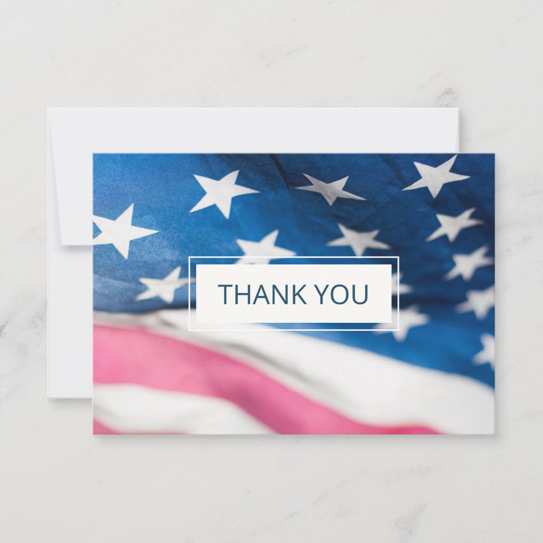 Red White Blue American Flag Patriotic Wedding Thank You Card | Zazzle