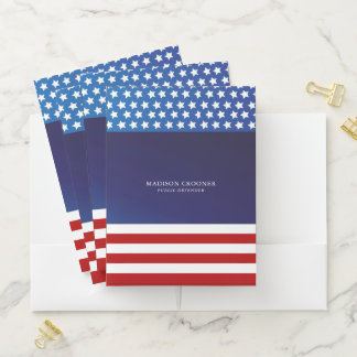 Red White Blue American Flag Star Stripes 2 Pocket Folder
