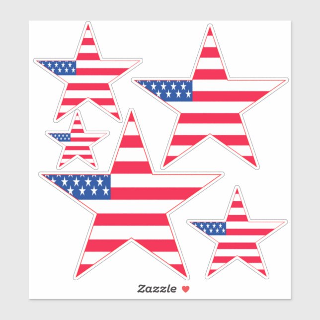 Red White & Blue American Flag Stars Sticker (Sheet)