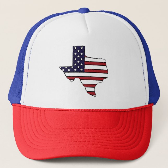 Red white blue American flag Texas outline hat (Front)