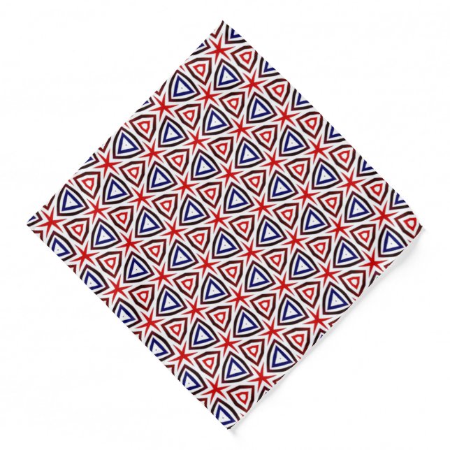 Red White Blue American Patriotic Modern Pattern Bandana (Front)