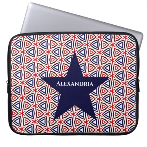 Red White Blue American Patriotic Modern Pattern Laptop Sleeve