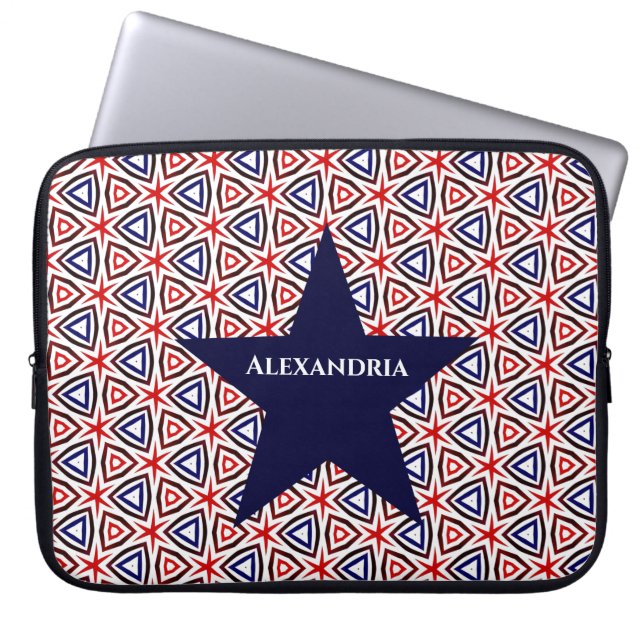 Red White Blue American Patriotic Modern Pattern Laptop Sleeve (Front)