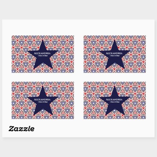 Red White Blue American Patriotic Modern Pattern Rectangular Sticker